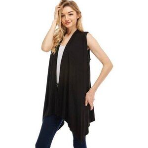 Azules Lightweight Sleeveless Black Cardigan Vest S